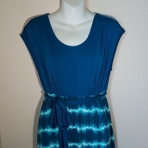 Liz Lange Maternity Teal Tie Dye Dress Sleeveless